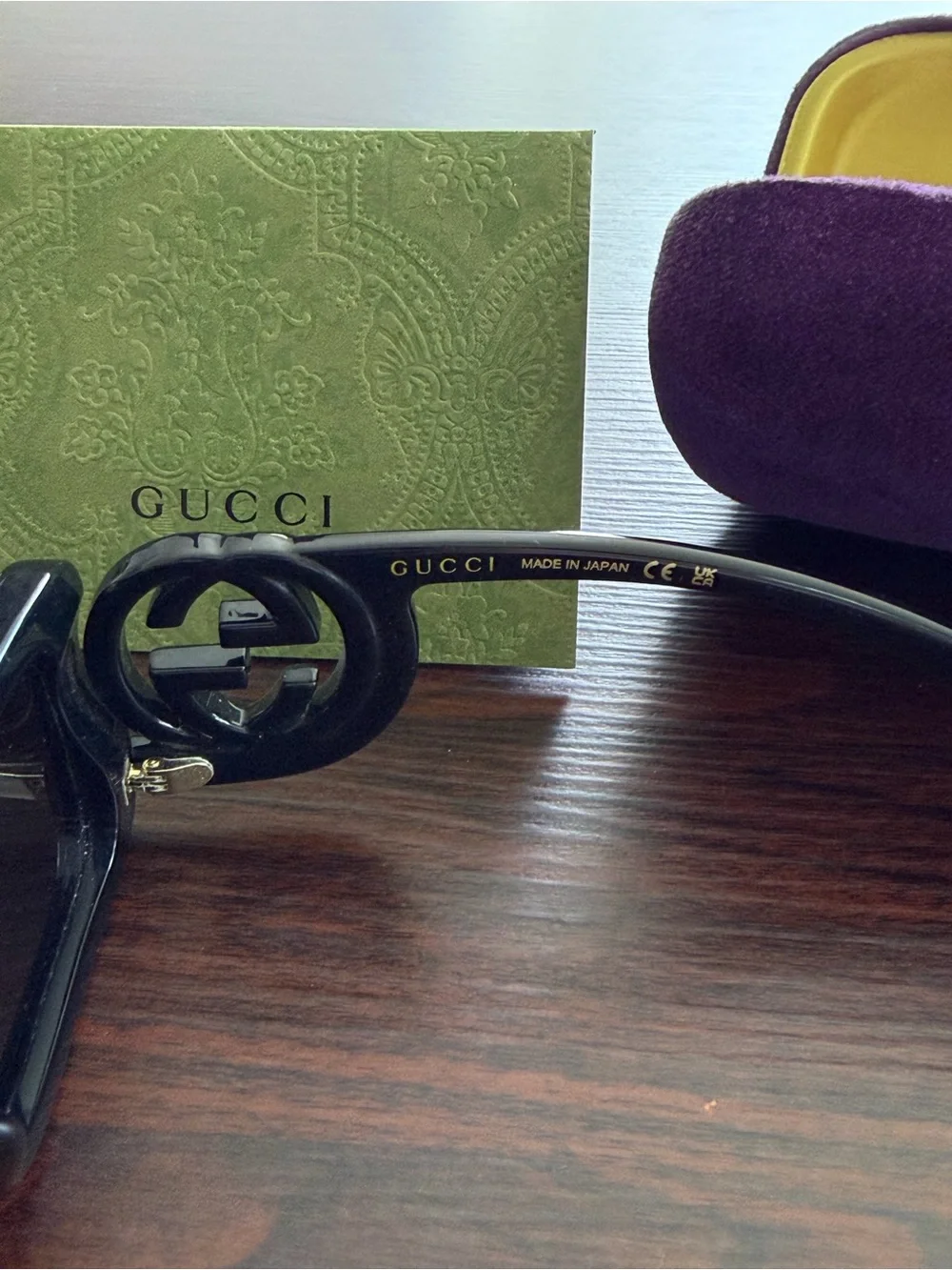 Gucci Black Women's GG1325S Logo-Arm Sunglasses